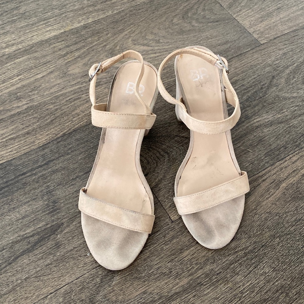 Nude suede heels
